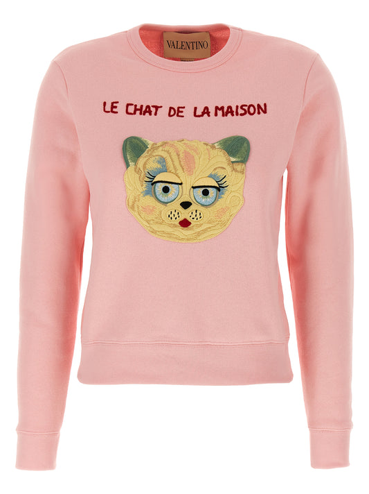 Sweatshirt by Valentino Garavani for women in cotton multicolor & pink features a unrivaled silhouette with a refined crew neckline and unrivaled detailing for a sophisticated look.