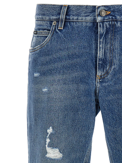 Dolce & Gabbana Blue Cotton Straight-Leg Jeans