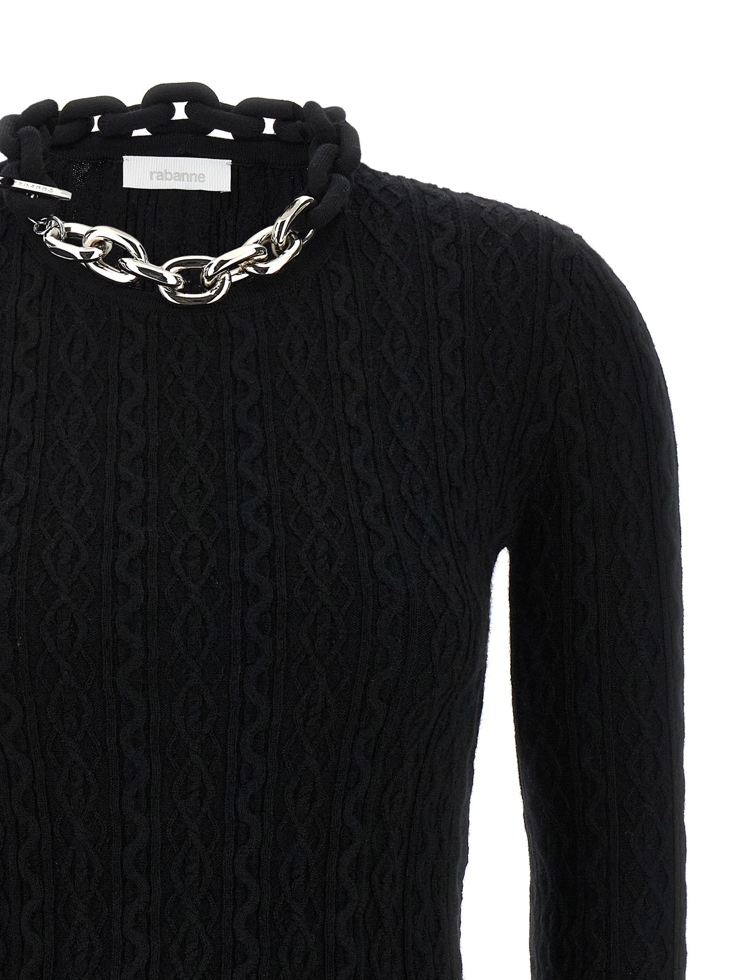 Paco Rabanne Black Wool Cardigan