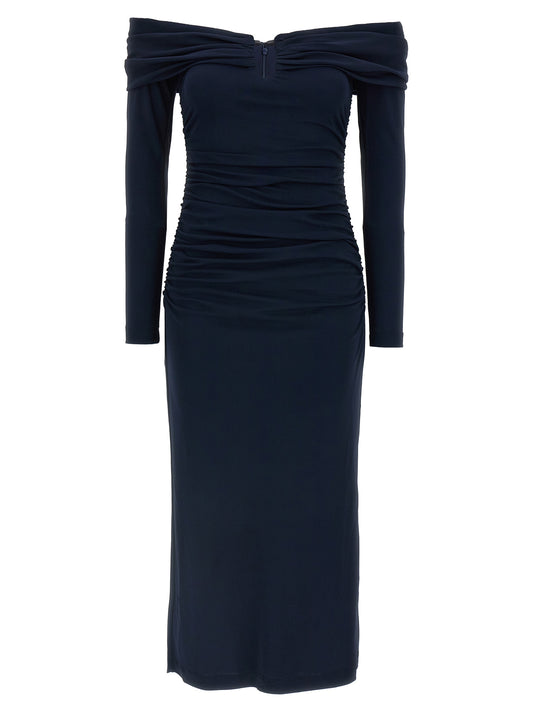 Carolina Herrera Blue Marabou Midi Dress