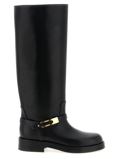 Elisabetta Franchi Black Calfskin Over The Knee