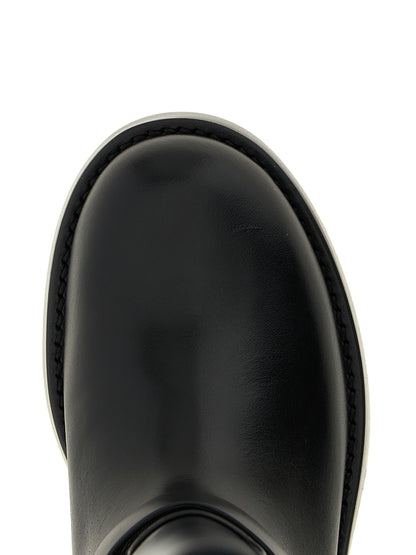 Elisabetta Franchi Black Calfskin Over The Knee