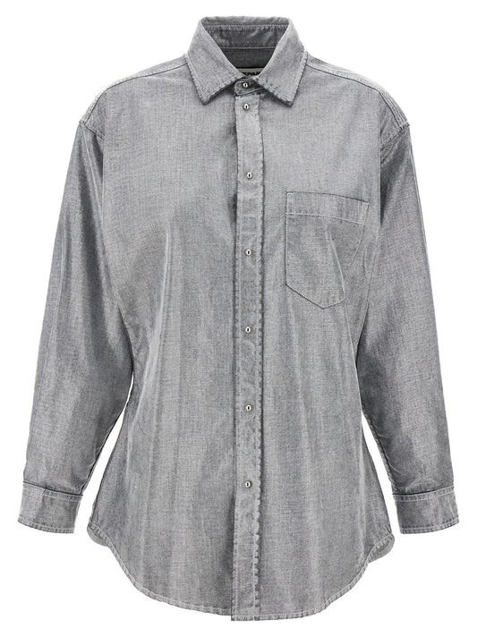 Blouse by Darkpark for women in denim cotton silver features an architectural silhouette with a refined and elegant for a architectural look.