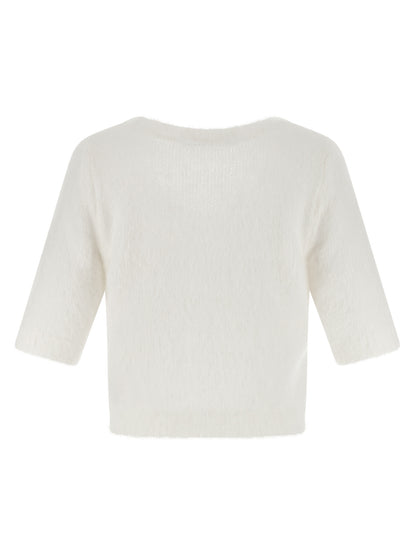 Alessandra Rich White Wool Cardigan
