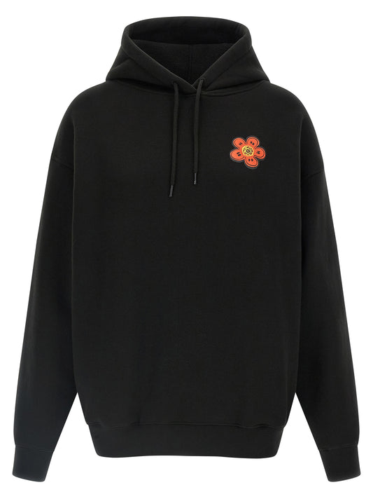 Sweatshirt Hoodie by Kenzo for women in cotton black & print features a authentic silhouette, showcasing a sophisticated hooded neckline and authentic detail for a refined finish.