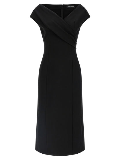 Ermanno Scervino Black Viscose Midi Dress