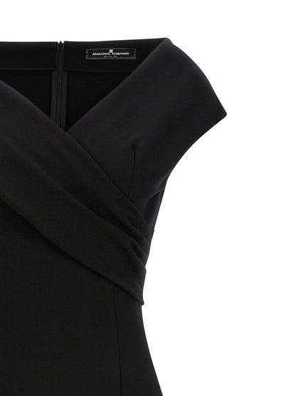 Ermanno Scervino Black Viscose Midi Dress