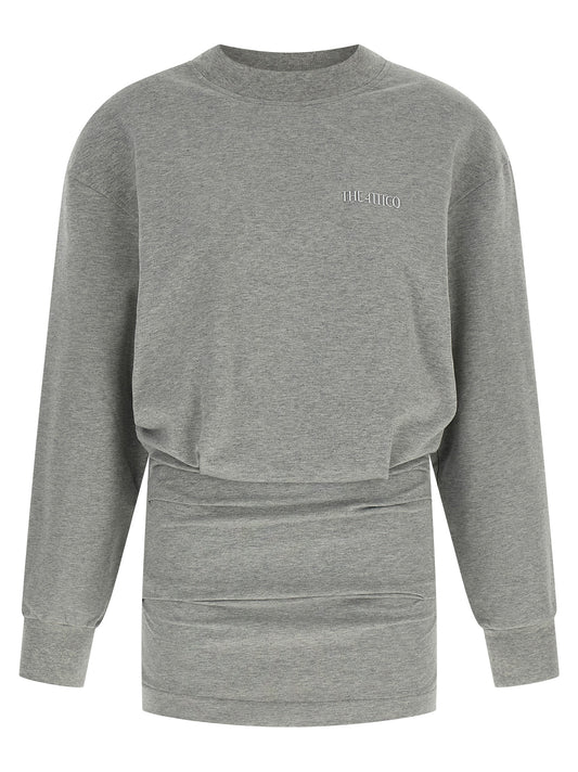 Dress by The Attico for women in stretch cotton gray features an cute silhouette, detailed with a and crew neckline that elegantly flows into a cute short mini.
