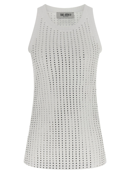 The Attico White Cotton Sleeveles T-Shirt