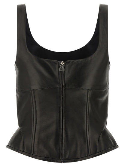 Ermanno Scervino Black Lamb Leather Tank Tops