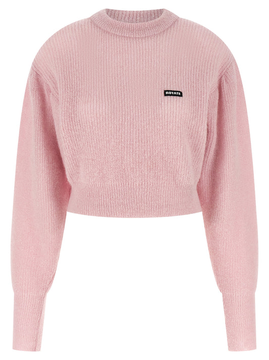 Cardigan by ROTATE BIRGER CHRISTENSEN for women in alpaca wool & polyamide multicolor & pink features a dramatic silhouette, showcasing a sophisticated round neckline and dramatic detail for a timeless, premium look.