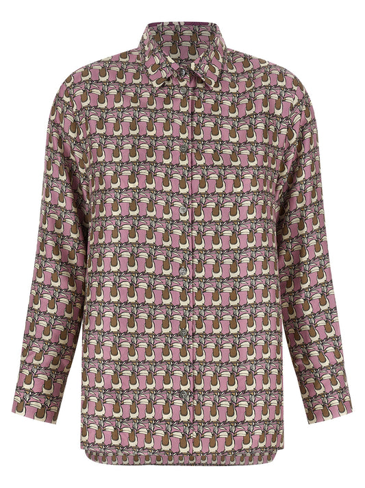 Blouse by Max Mara for women in silk twill multicolor & patterned features an polished silhouette, showcasing a sophisticated asymmetric neckline and detail for a truly polished finish.