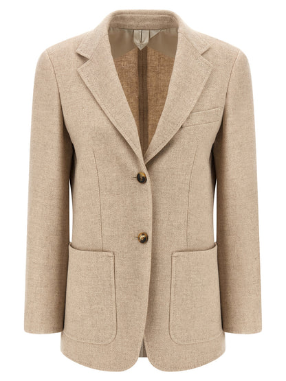 Max Mara Beige Alpaca Leather Blazer
