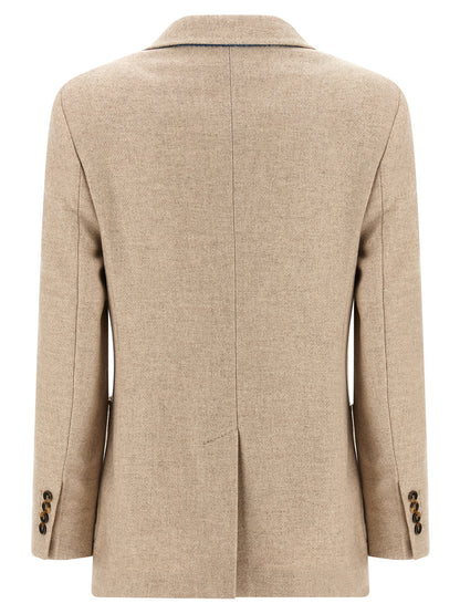 Max Mara Beige Alpaca Leather Blazer