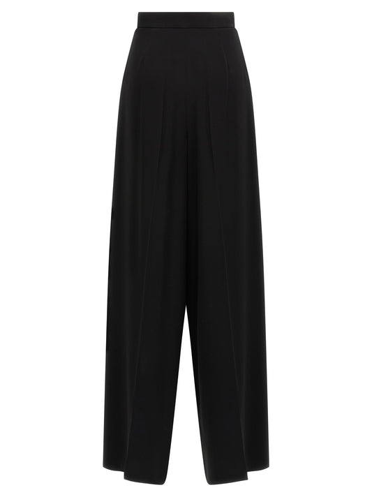 Palazzo Pants by Max Mara for women in polyester black features a polished silhouette with a polished wide, reaching a polished long and finished with a polished high rise.