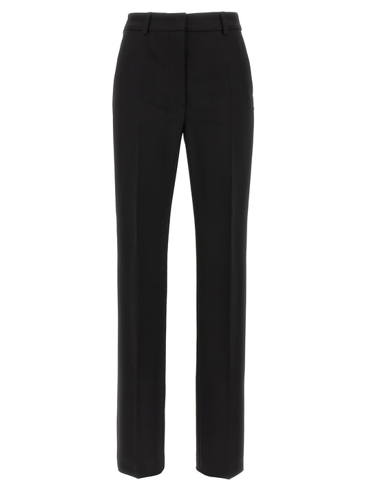 Trousers by Sportmax for women in stretch viscose black presents a perennial silhouette, meticulously tailored with a cigarette cut, long finish, and an elegant low rise.