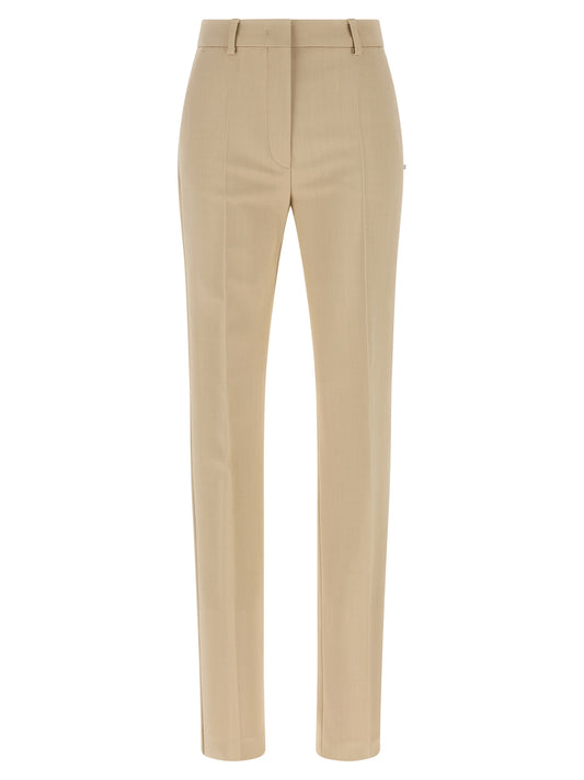 Trousers by Sportmax for women in stretch viscose beige features an on trend silhouette, showcasing a sophisticated cigarette with a long and low rise for an on trend finish.