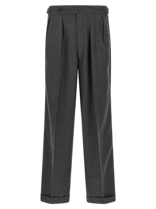 Casual Pants by CELLAR DOOR for men in polyester & viscose gray features a refined silhouette with a refined straight-leg, defined by a and a refined long for a refined finish.
