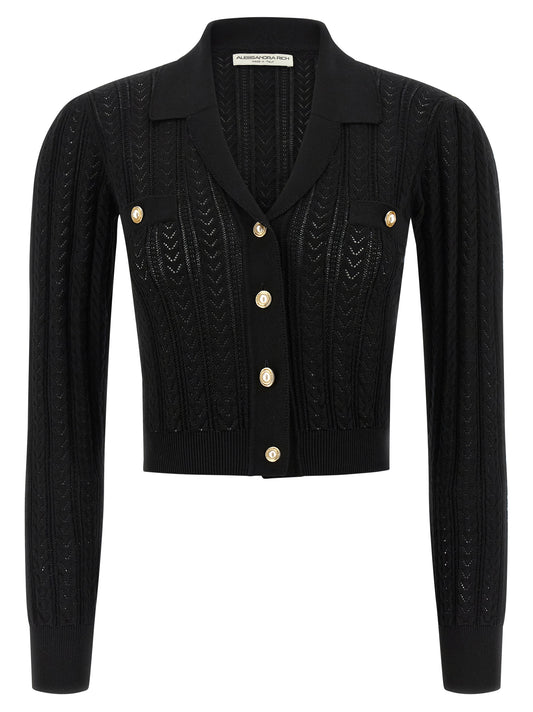 Alessandra Rich Black Cotton Cardigan