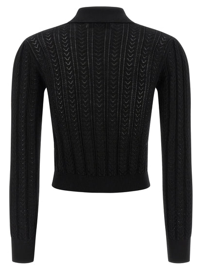 Alessandra Rich Black Cotton Cardigan