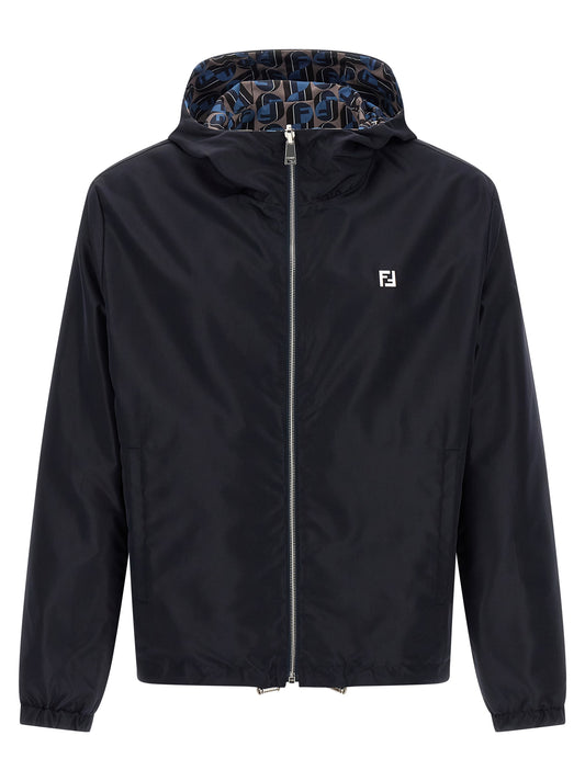 Fendi Blue Polyester Shell Jacket