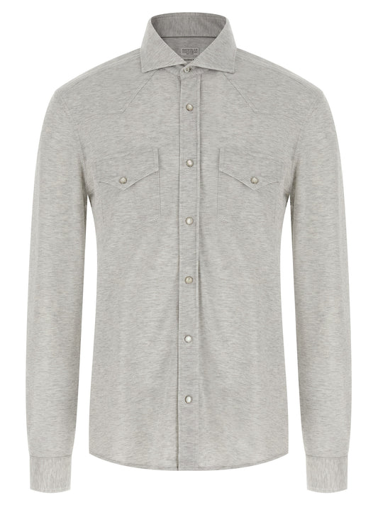 Brunello Cucinelli Gray Cotton Blouse