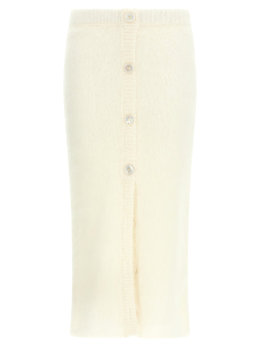 Alessandra Rich White Other Fibres Midi Skirt