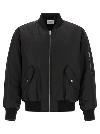 Saint Laurent Black Polyamide Bomber