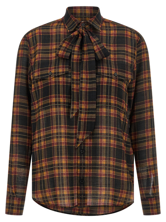 Blouse by Saint Laurent for women in wool multicolor presents a discerning silhouette, showcasing a sophisticated and for a truly discerning finish.