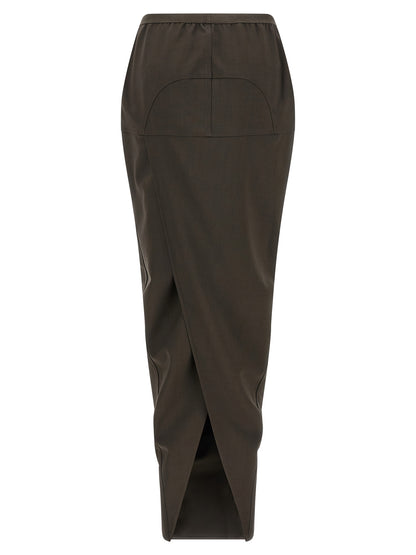 Rick Owens Gray Wool Mini Skirt