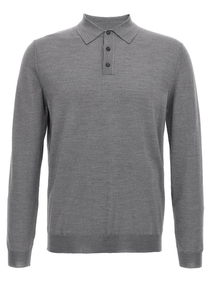 ZANONE Gray Cashmere Polo Shirt