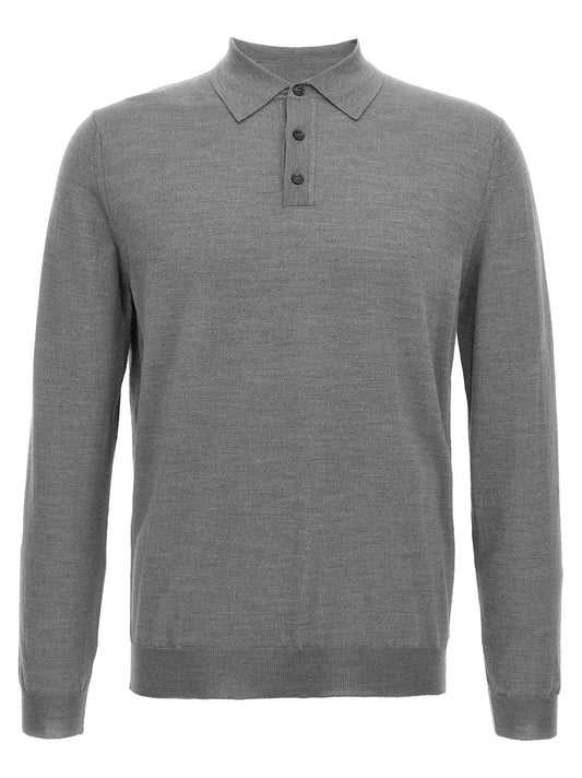 ZANONE Gray Cashmere Polo Shirt