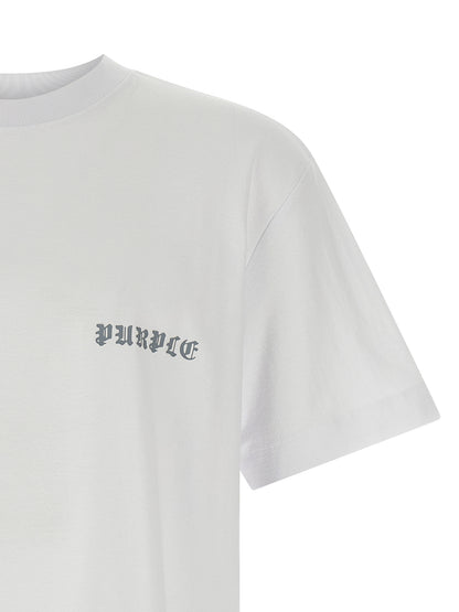 PURPLE White Cotton T-Shirt