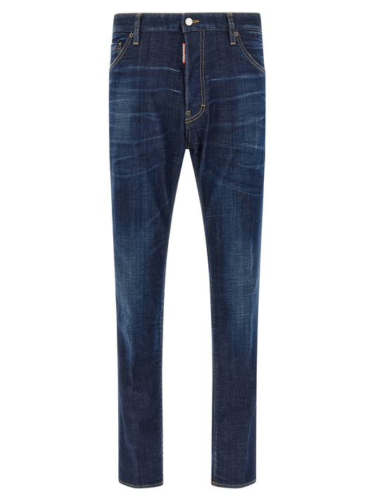 Dsquared² Blue Cotton Straight-Leg Jeans