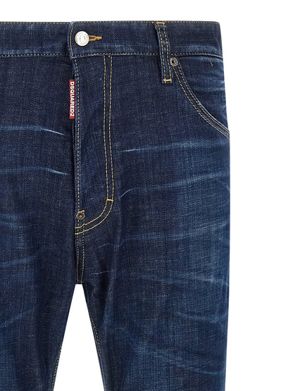 Dsquared² Blue Cotton Straight-Leg Jeans