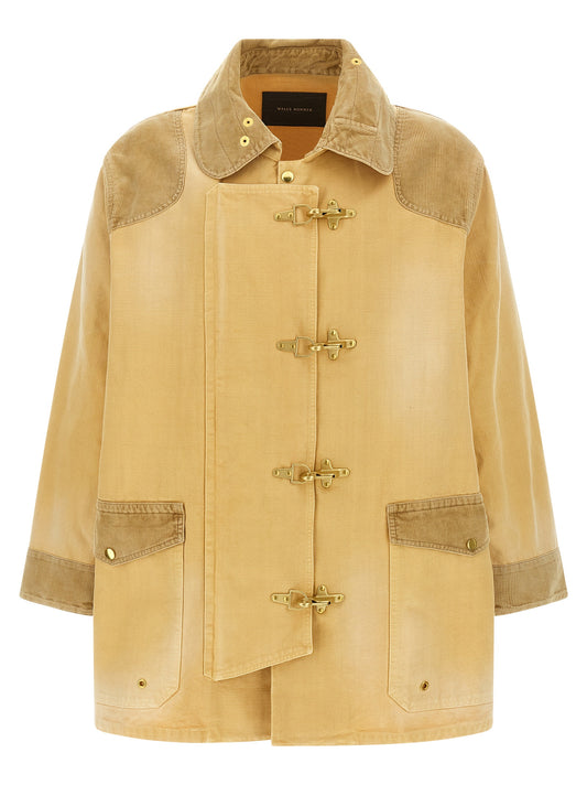 Overcoat by WALES BONNER for men in cotton corduroy beige features a cosy chic silhouette, artfully detailed with a sophisticated shirt-collar neckline and premium for a cosy chic finish.