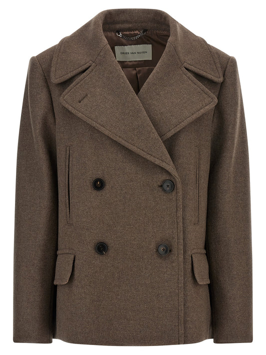 Dries Van Noten Brown Wool Coat