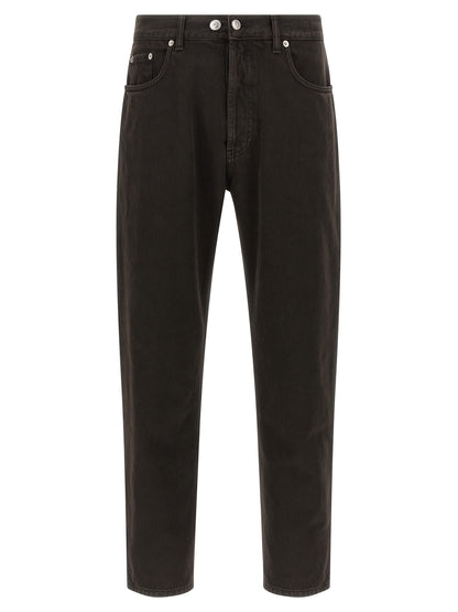 Department 5 Black Cotton Tapered Jeans