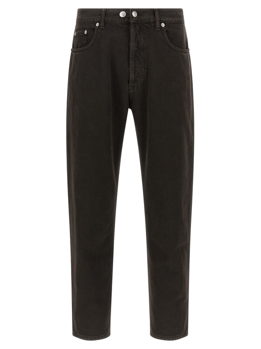 Jeans by Department 5 for men in denim cotton black presents a refined pantology silhouette, artfully defined by a refined pantology tapered-leg, straight-leg & cropped, cropped, and a sophisticated mid rise.