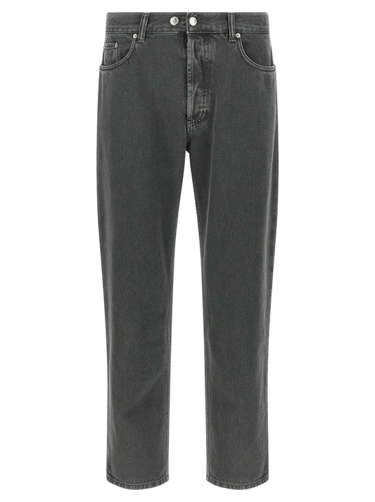 Jeans by Department 5 for men in denim cotton gray features a polished silhouette with a polished tapered-leg, straight-leg & cropped, reaching a polished cropped and finished with a polished mid rise.