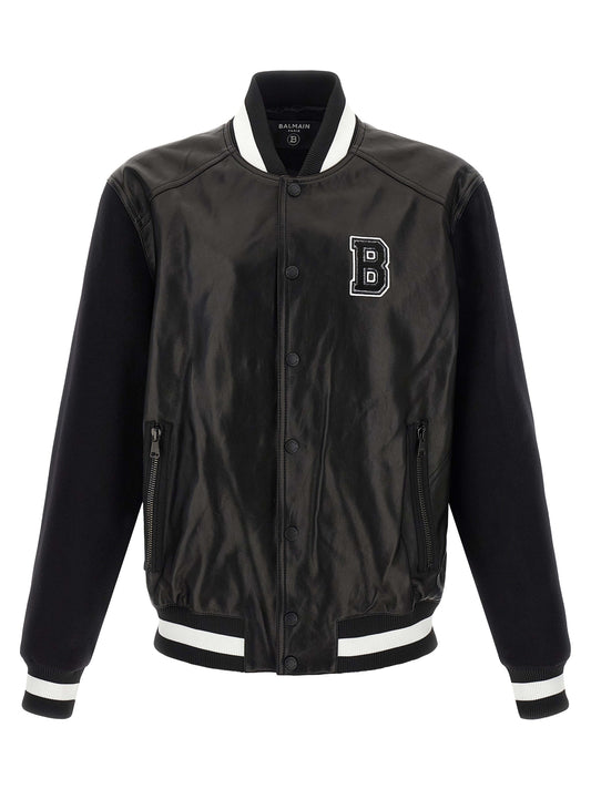 Balmain Bicolor Lamb Leather Leather Jacket