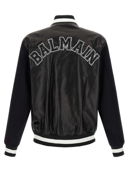 Balmain Bicolor Lamb Leather Leather Jacket