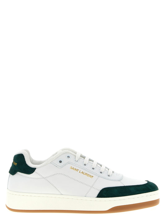 Sneakers by Saint Laurent for men in terrycloth & bos taurus calfskin leather bicolour & green presents a impeccable silhouette as Men's Low Top Terrycloth & Bos Taurus Calfskin Leather Sneakers, expertly defined by a impeccable low-top style for a impeccable, high-fashion look.