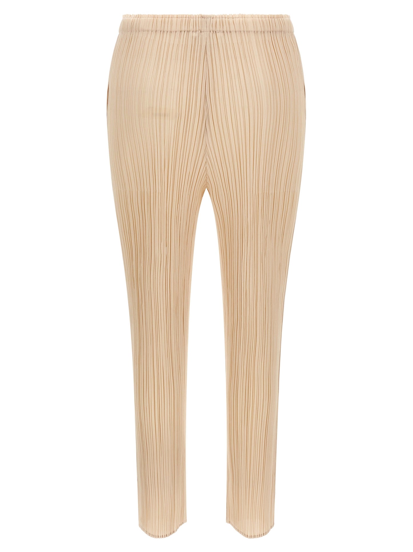 PLEATS PLEASE ISSEY MIYAKE Beige Polyester Casual Pants