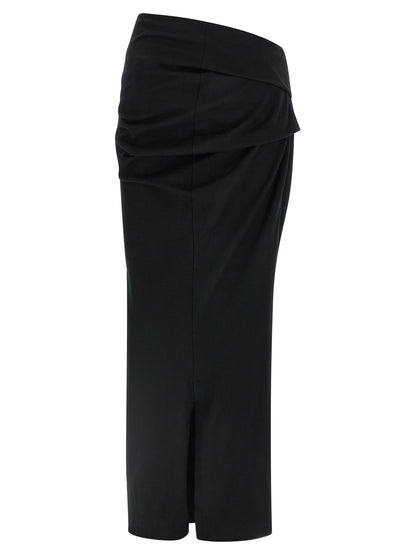 Entire Studios Black Wool Midi Skirt