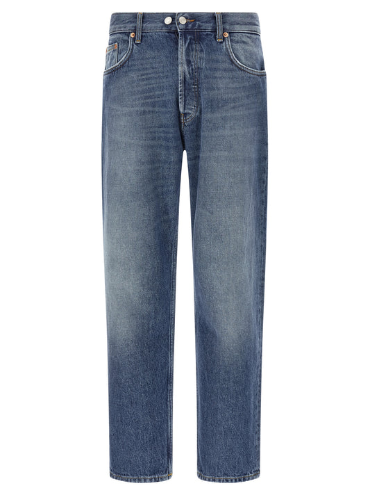 Jeans by Department 5 for men in denim cotton blue features an refined tailoring silhouette, showcasing a premium straight-leg & cropped with a and cropped cut for a refined tailoring look.