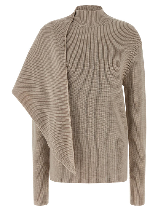 Cardigan by Entire Studios for women in merino wool beige showcases a luxurious silhouette, meticulously detailed with a sophisticated wrap high-neck neckline and long-sleeve for a refined finish.