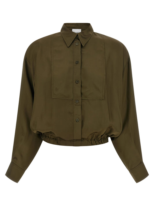 Blouse by NUDE for women in viscose bicolour, green & nude showcases a sharp silhouette, elegantly detailed with a sharp and sharp long-sleeve.