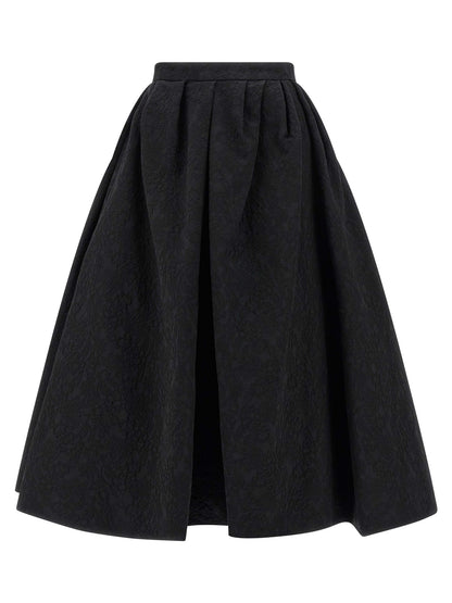 Carolina Herrera Black Cotton Midi Skirt