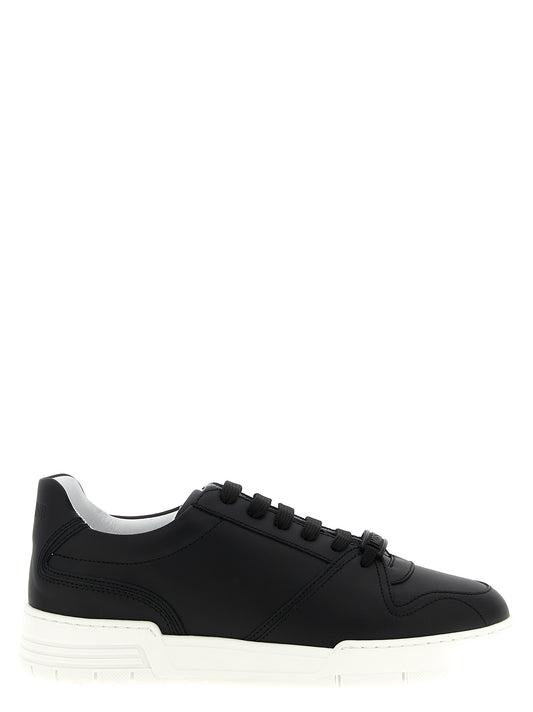 Sneakers by Moschino for men in leather & rubber black features an timeless silhouette from the City Men's Low Top Leather & Rubber Sneakers collection, showcasing a signature low-top style with an timeless finish.